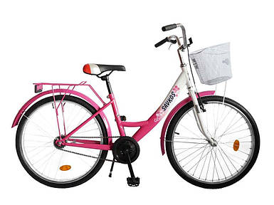 Велосипед пiдлiтковий 24 рама вiдкрита 01-2 CZ бiло-рож. 174-011 ТМ ХВЗ