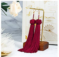 Червона бавовняна шовкова тканина Сережки з бахромою 2020 Модні жіночі прикраси