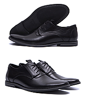 Мужские весенние кожаные туфли VanKristi черные классические из натуральной кожи весна осень *VK 343 кожа*