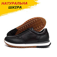 Осенние Весенние мужские кожаные кроссовки Ortega черные из натуральной кожи на осень обувь *91/1чл+чф*