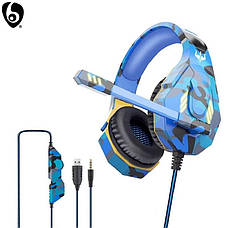 Ігрові навушники дротові накладні Ovleng GT95 з мікрофоном і RGB-підсвіткою Синій NTP, фото 2
