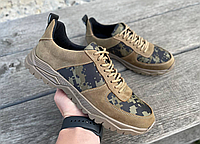 Мужские камуфляжные кроссовки на осень (оливка/пиксель) натуральная кожа/текстиль обувь *01-15/55 ол*