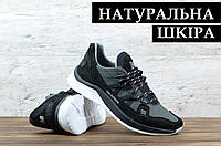 Мужские кроссовки New Balance (серые с черным) осенние повседневные из натуральной кожи, без предоплаты 41