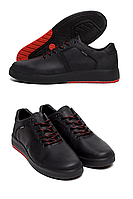Весенние мужские кожаные кеды Ortega Aircross черные удобные из натуральной кожи на весну 45 (29.5 см) обувь