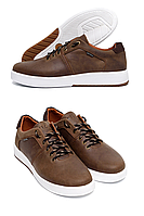Весенние мужские кожаные кеды Ortega Aircross коричневые удобные из натуральной кожи на весну 44 (29 см) обувь