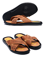 Мужские кожаные летние шлепанцы-сланцы из натуральной кожи Timberland 41 (27 см) обувь