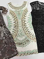 Платье Клеопатра расшито бисером,пайетками (белое,синее)