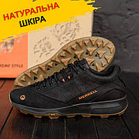 Мужские кожаные кроссовки MERRELL (Мерелл) черные осенние из натуральной кожи, без предоплаты 42 (28 см) обувь