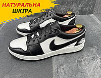 Весенние мужские кожаные кеды Nike Jordan (Найк) из натуральной кожи на весну обувь *N193 чор/біл*