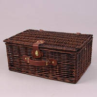 Кошик для пікніка з лози коричневий із набором посуду на 4 персон із термосумкою