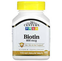 Біотин 21st Century Biotin High-Potency 800 мкг 110 вегетаріанських капсул