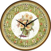 Часы настенные Букет роз с защитным стеклом круглые бесшумные Classic