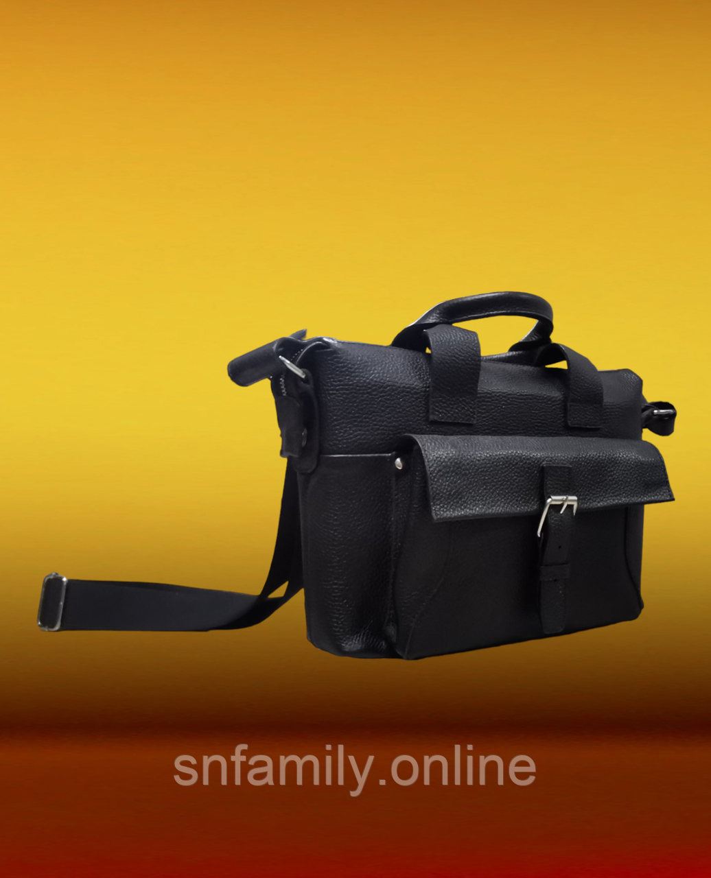Кожаная сумка S&N FAMILY ручной работы 36х26х7см Черная - фото 4 - id-p1825071802