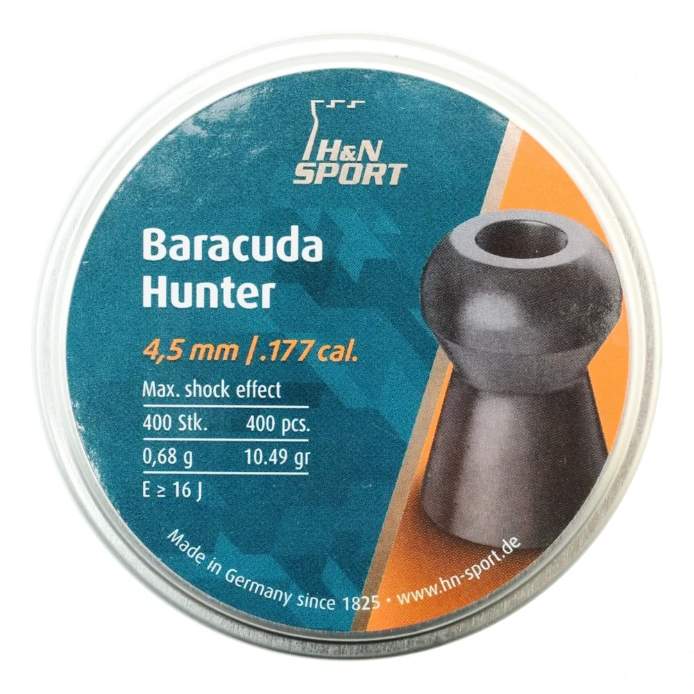 Кулі пневматичні H&N Baracuda Hunter кал. 4.5 мм, вага – 0.68 г, 400 шт/уп., точні кульки для пневматики, для полювання, фото 1