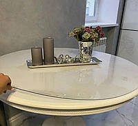 Защита на стол, круг 60 см толщина 2,5 мм мягкое (жидкое, гибкое) стекло, глянцевая скатерть силиконовая