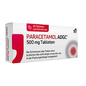 Парацетамол німецький 500 мг, 20 таблеток (PARACETAMOL ADGC 500 mg Tabletten, 20 St.)