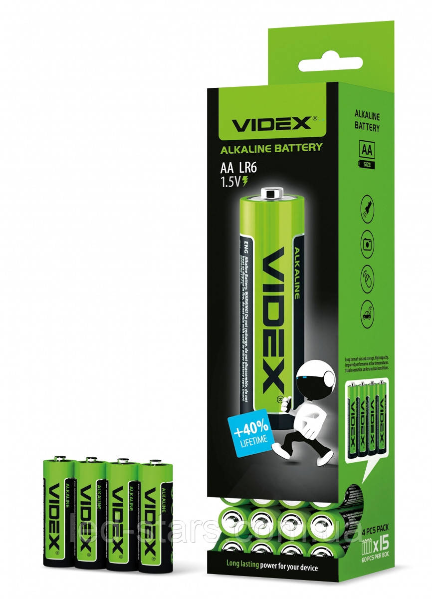 Батарейка лужна Videx LR6/AA SHRINK (Ціна вказана за 1 шт)