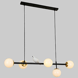 Люстра з білою пташкою на 5 ламп (61-WKT05-5 BK+WH), фото 2