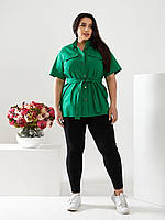 Льняная женская рубашка туника с поясом в комплекте Ткань: натуральный лен-стрейч Размеры 50-52; 54-56