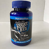 NaturesPlus Power teen Мультивітаміни для хлопчиків-підлітків, 60 жувальних таблеток, смак лісових ягід