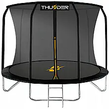 Батут Thunder 490см з внутрішньою сіткою та драбинкою 108 пружин чорний