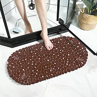 Силіконовий килимок для ванни Bathlux овальної форми, нековзкий, люкс якість 69 х 35 см Коричневий "Gr"