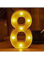 Светодиодная LED цифра 8 объёмная для декора на день рождения "Gr"