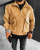 Мужская джинсовая куртка ветровка M1451 светло-коричневая