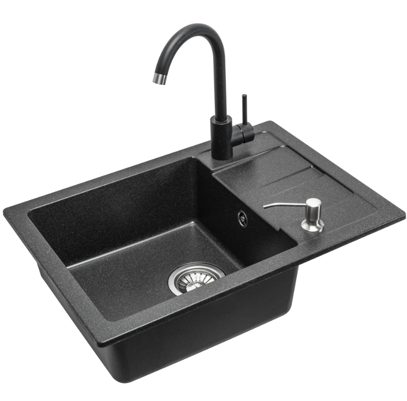 Кухонна мийка REA NILS BLACK набір 5в1*, фото 1