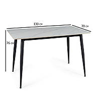 Кухонный стол с эффектом мрамора Rion 130х70 см на черных матовых ножках