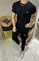 Мужской летний спортивный костюм Nike черный , Летний черный комплект Найк Футболка + Штаны ЛЮКС качеств trek