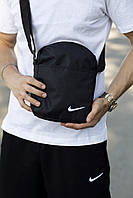Барсетка Nike черная мужская тканевая через плечо , Мужская удобная сумка черная мессенджер Найк ЛЮКС ка trek