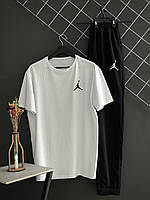 Чоловічий літній костюм білий Jordan Футболка + Штани, Літній спортивний комплект білий Джордан Штани та Футболка