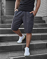 Мужские летние шорты серые с карманами стрейч-коттоновые , Повседневные шорты карго серые 'Miami' тканев trek