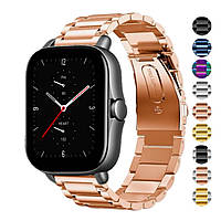 Ремінець для Xiaomi Amazfit GTS 2 / GTS 2e / GTS 2 Mini металевий Рожеве золото
