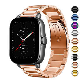 Ремінець для Xiaomi Amazfit GTS 2 / GTS 2e / GTS 2 Mini металевий Рожеве золото