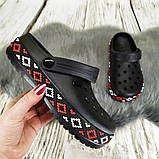 Сабо крокси жіночі шльопанці чорні з візерунком вишиванки Dago Style 39р. (25.5-25.8 см), фото 3