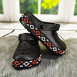 Сабо крокси жіночі шльопанці чорні з візерунком вишиванки Dago Style 39р. (25.5-25.8 см), фото 4
