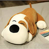 Величезна Іграшка - плед - подушка 3 в 1 Бежевий Собачка 50 см подарунок для дітей