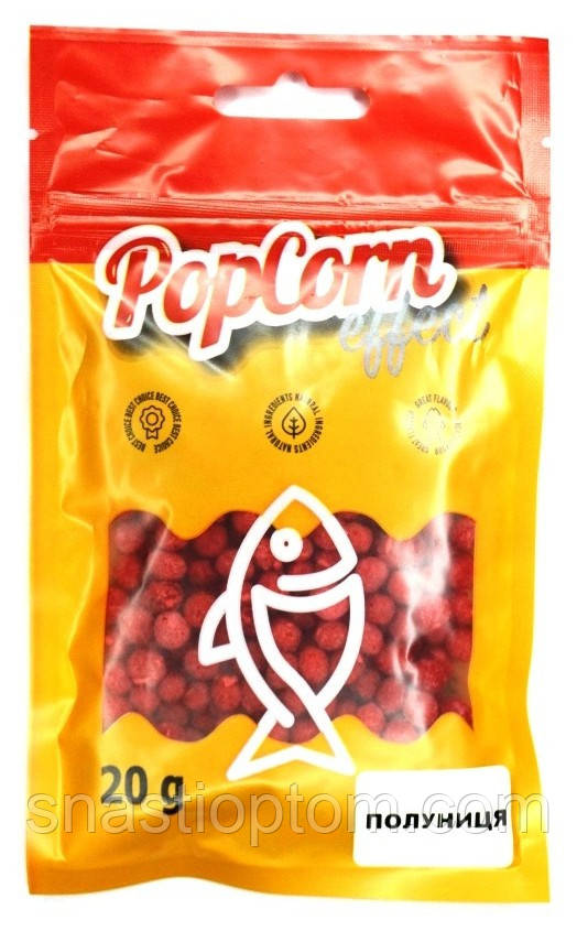 Повітряне тісто для риби, пиляче, Start Fishing Pop Corn Effect, розмір 7мм, 20г, смак Полуниця