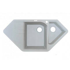 Світло-сіра кутова гранітна мийка 1000х500х225 Adamant SPIRIT