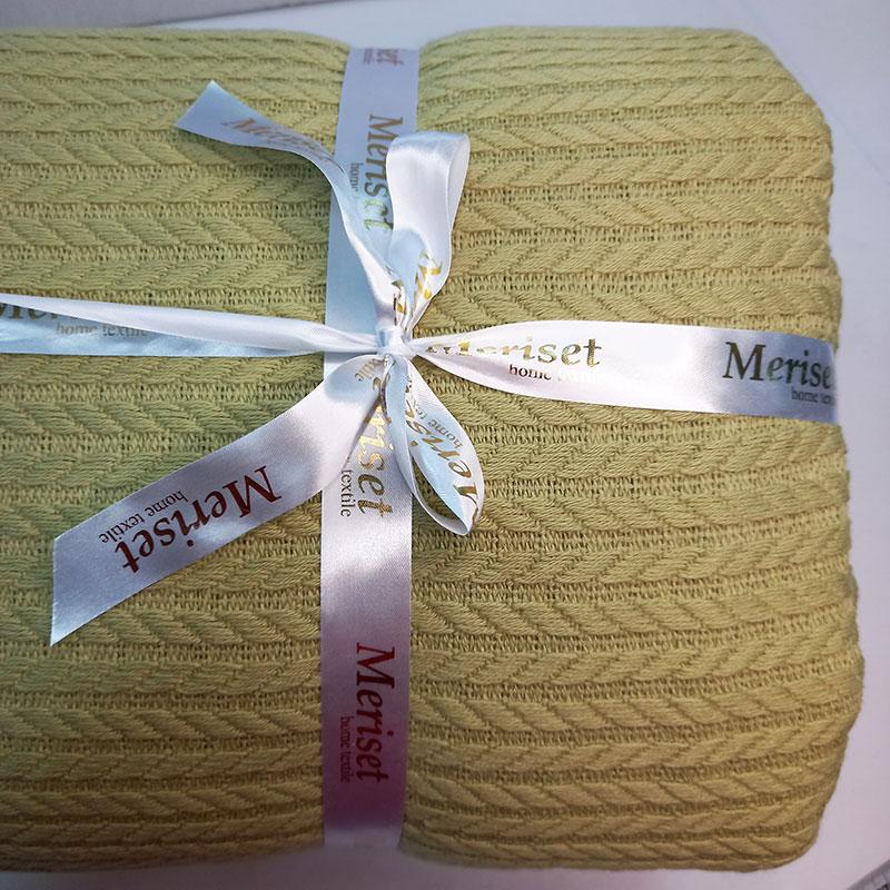 Покривало Meriset Піке косичка Оливка - 230х260см 100% бавовна, фото 1