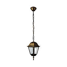 Підвісний вуличний металевий світильник під бронзу прозорий плафон 86х15 см