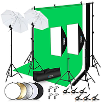 Комплект для фотосъемки софтбокса с фоном, отражателем, штативом LED Light Studio PULUZ PKT3112EU