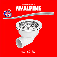 Злив для кухонної мийки 1 1/2х113 мм кут 90 без переливу HC162-SS McAlpine