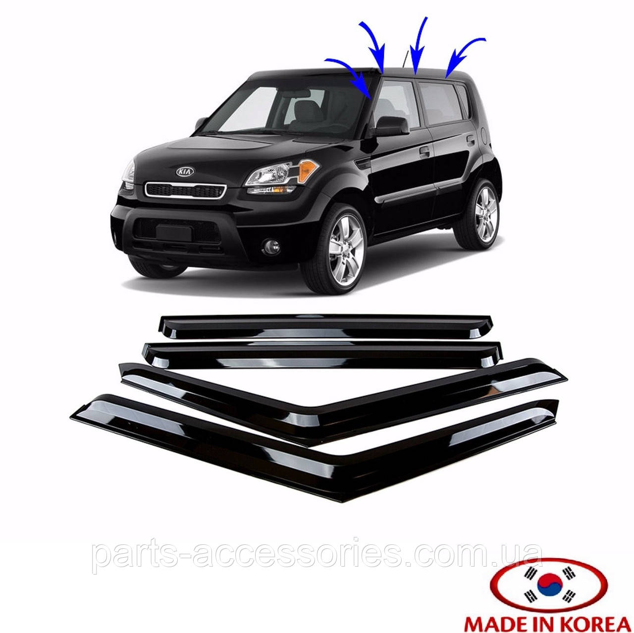 Kia Soul 2009-2013 Вітровики дефлектори на вікна дверей Нові