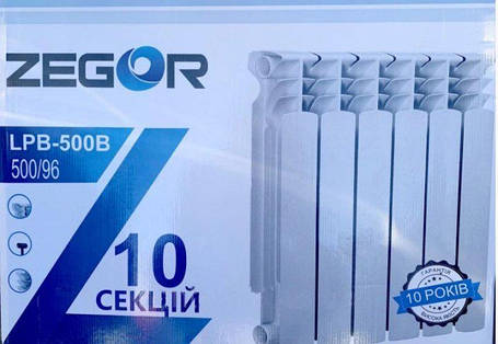 Радіатор біметал "ZEGOR" LPB-500B (10секц) 96 180 Вт, фото 1