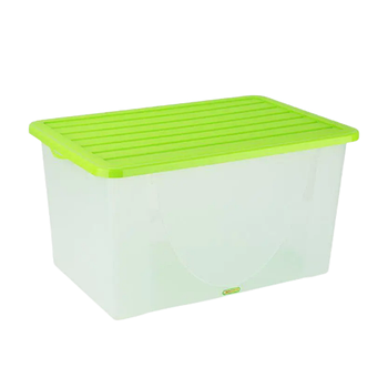 Ємність 40л для зберігання речей з кришкою прозорий/оливковий Алеана