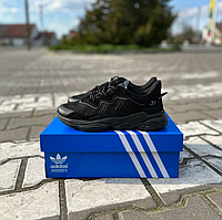 Мужские кроссовки Adidas Ozweego Black Обувь Адидас Озвиго черные летние облегченные сетка