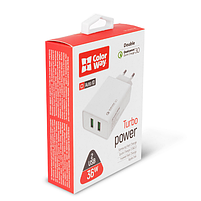 Зарядний пристрій мережевий 2USB 3,0A QC 36W білий ColorWay CW-CHS017Q-WT, фото 2